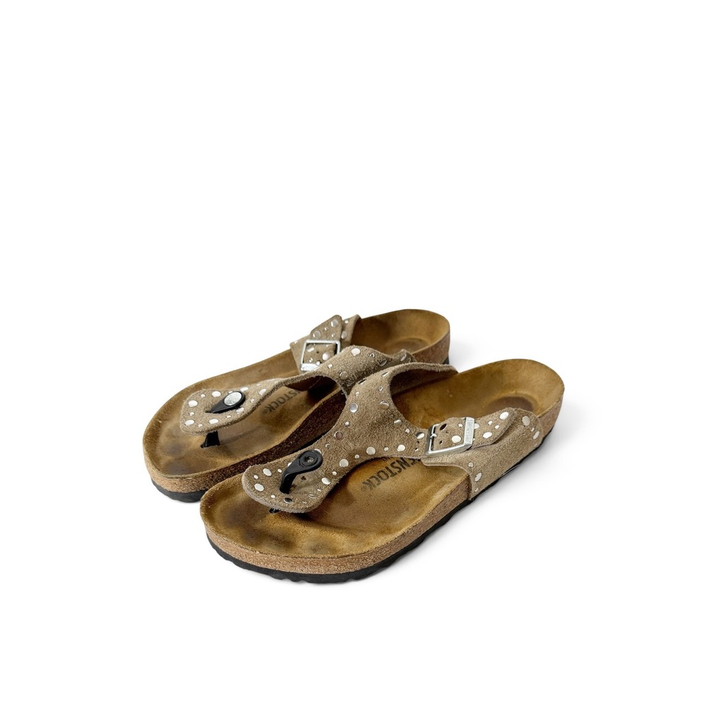 Birkenstock Gizeh Womens Rivets Suede Leather Studded Sandals Size 40 L9 FLAW